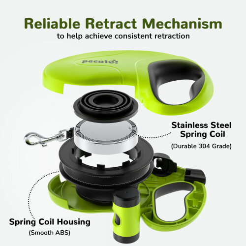 Pecute 8M Retractable Dog Lead with Chew-proof Cable, One-Button Control & Ta 2