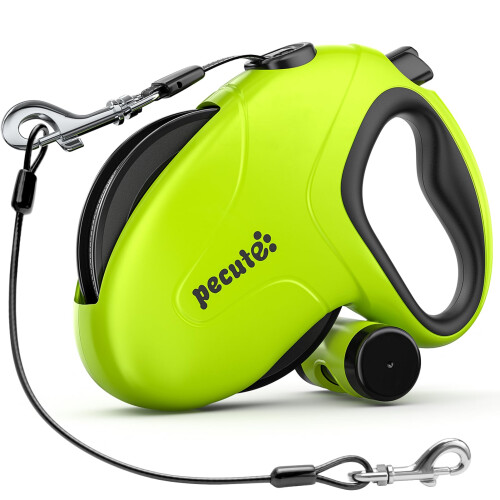 Pecute 8M Retractable Dog Lead with Chew-proof Cable, One-Button Control & Ta
