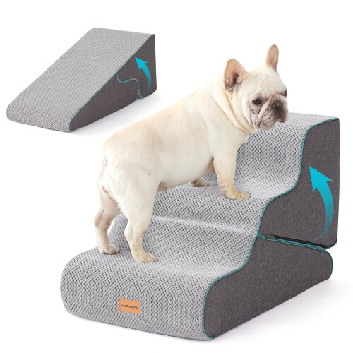 Gardner Pet 2-in-1 Dog Steps for Bed, Adjustable 3-Steps High Density