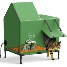 Pawaboo Heated Cat House for Outdoor in Winter, Weatherproof Cats Shel