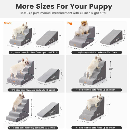 Gardner Pet 2-in-1 Dog Steps for Bed, Adjustable 3-Steps High Density 2