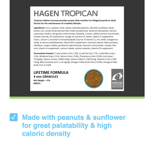 Tropican Parrot Lifetime 4mm 1.8kg 1
