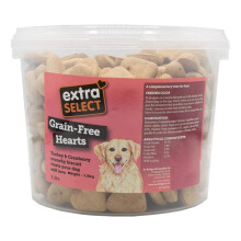Extra Select Grain Free Baked Heart Shaped Dog Treat Biscuits with Tur