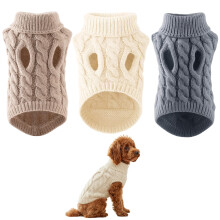 3PCS Dog Jumpers, Knit Sweaters for Small to Medium Dogs, Soft Warm Wi