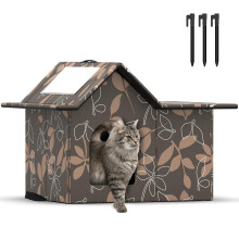 Outdoor Cat House Weatherproof, Large Feral Cat House for Winter, Coll