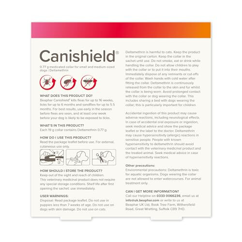 Beaphar Beaphar - Canishield Medicated Flea & Tick Collar for Small/Med Dogs 1