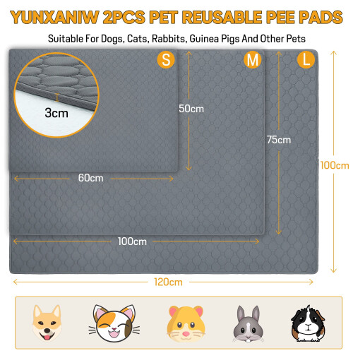 Reusable Dog Training Pads, 2 Pack Washable puppy training pads, Super 1