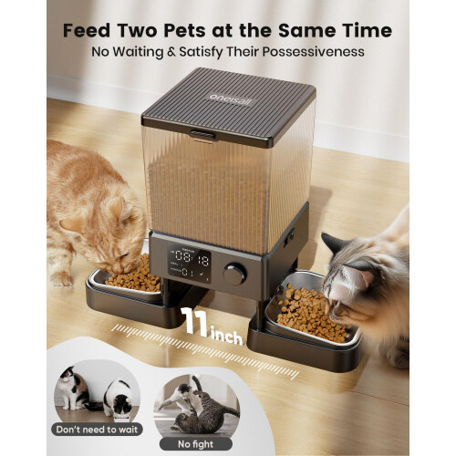 oneisall 5L Automatic Cat Feeder with Timer for 2 Cats, Knob Model Aut 1