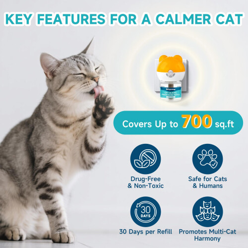 Woyamay Cat Calming Plug-in for Cats, 6-in-1 Cat Pheromone Diffuser fo 2