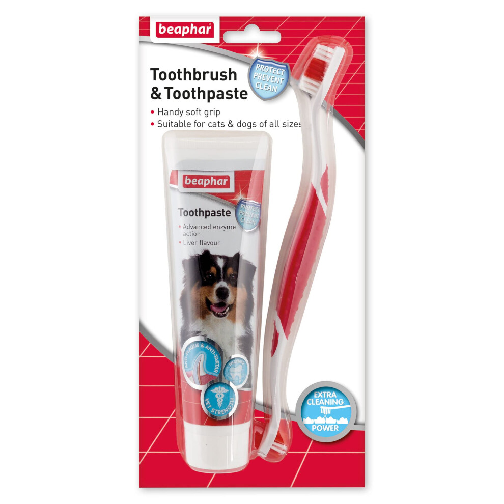 Beaphar - Toothbrush & Toothpaste Dental Care Kit - For Dogs & Cats