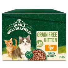 James Wellbeloved Kitten Grain-Free Turkey in Gravy 12 Pouches, Hypoal