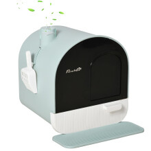 PawHut Hooded Cat Litter Tray with Slide-Out Drawer, Enclosed Cat Litt