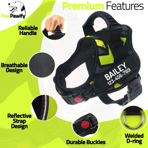 PawPawify Personalised No Pull Dog Harness with Custom Name and Phone 2
