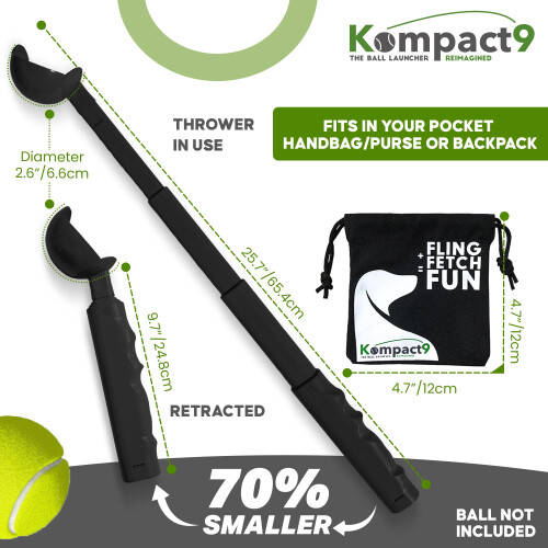 Kompact9 - Retractable, Pocket Sized Dog Ball Thrower, Made From Recyc 1
