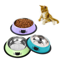 SUOXU Cat Bowls, Stainless Steel Colorful Cat Food Bowl, Non-slip Pet
