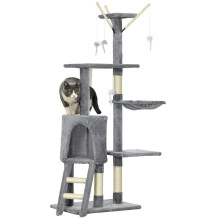 PawHut Cat Tree for Indoor Cats 135cm Kitten Tower Scratching Post Kit