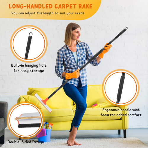 Carpet Rake for Pet Hair Removal, Double Sided Remover Carpet Scraper, 1