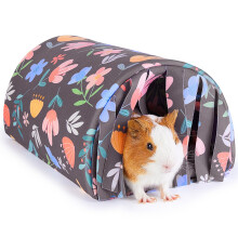 Guinea Pig Bed Rabbit Hideout, Soft Guinea Pig Tunnel with Curtains Wa