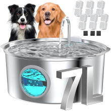 Stainless Steel Dog Water Fountain: Large Water Fountain Cat Bowl - 7L