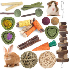 YIXUND Rabbit Toys Guinea Pig Toys Hamster Toys Bunny Toys 18Pcs Natur