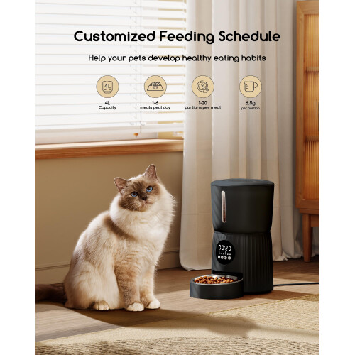 Faroro Automatic Cat Feeder, 4L Cat Feeder Automatic with Timer, Porti 1