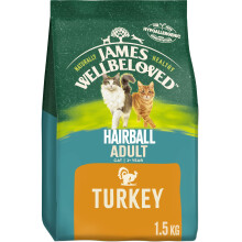 James Wellbeloved Adult Hairball Turkey 1.5 kg Bag, Hypoallergenic Dry