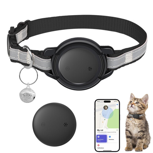 JIARUI Cat Tracker Collar - Real Time GPS Cat Tracker - Works with App