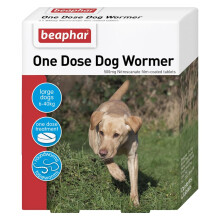 Beaphar One Dose Wormer for Large Dogs 4 Tablets (Pack of 2, Total 8 T