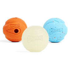 ChuckIt! Fetch Medley Gen 1 Rubber Dog Balls, The Whistler, Max Glow &