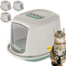 CAT CENTRE Jumbo Green Cat Hooded Litter Tray High Sided Rim Big Extra