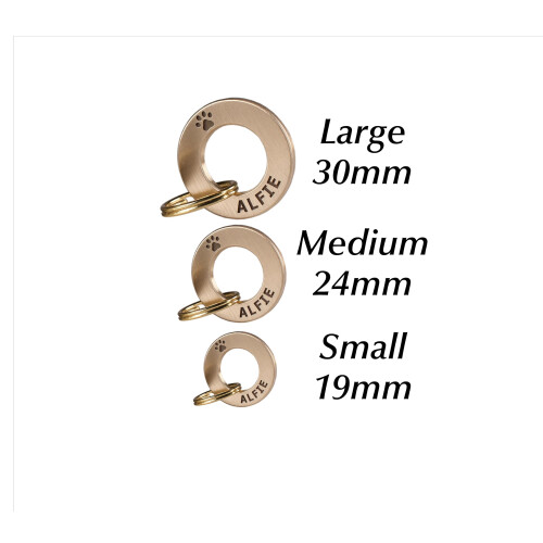 Round Solid Brass and Stainless Steel, Deep Engraved, Custom Pet ID Ta 1