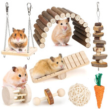 BBjinronjy Hamster Chew Toys Set Small Animal Molar Toys Teeth Care Wo