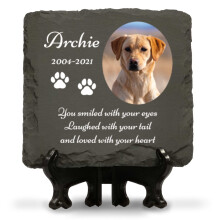 Personalised Pet Memorial Plaque- Custom Message & Photo Square Slate