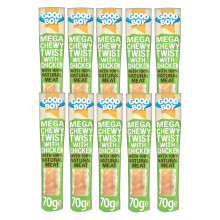 10 PACK GOOD BOY MEGA CHEWT TWIST WITH CHICKEN BREAST MEAT, HIGH PROTE
