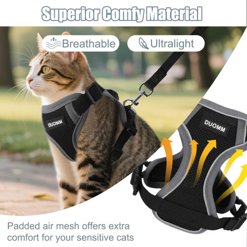 Bindokun Cat Harness and Lead Set, Escape Proof Kitten Harness with Ca 2