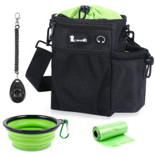 pecute Large Dog Treat Pouch Bag - Upgrade with Water Bottle Holder, W