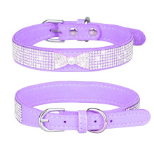 Haoyueer Rhinestone Dog Collar, Cute Dazzling Sparkling Soft Suede Lea