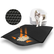 AJOXEL Cat Litter Mat, 60 x 45 cm Big Litter tray Mat, Double Layer Wa