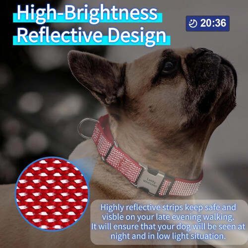 SEOUGEE Martingale Dog Collar Personalised, Reflective Nylon Escape-pr 2