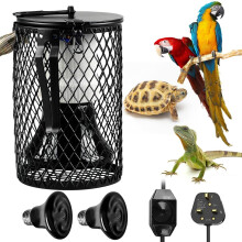 YANGUN Reptile Heat Lamp with Guard, with 2 Pack 50W Ceramic Heating L