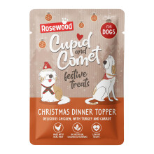 Rosewood Cupid & Comet Christmas Dinner Topper for Dogs - Made with Re