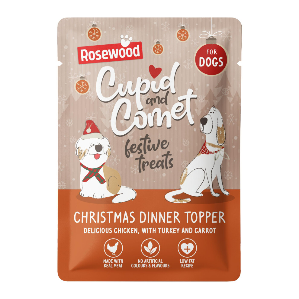 Rosewood Cupid & Comet Christmas Dinner Topper For Dogs - Made With Re