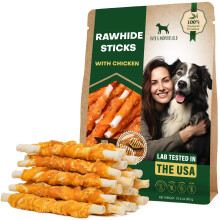 Dog Treats Rawhide Twists Sticks Wrapped with Chicken & Pet Natural Ch