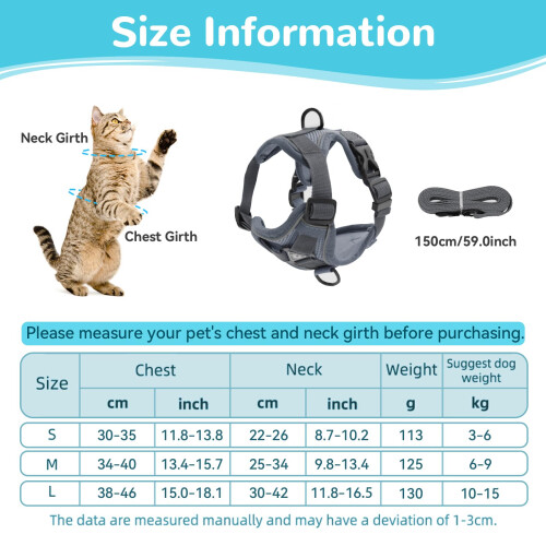 Cat Harness and Lead Set, Adjustable Kitten Harness and Lead Set with 1