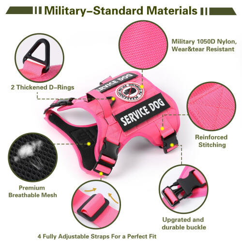 Belababy Tactical Anti Pull Dog Harness Small Medium Large, Adjustable 2