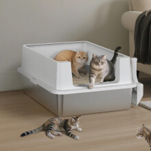 MIXJOY XXXL Stainless Steel Cat Litter Tray, Metal Cat Litter Box with