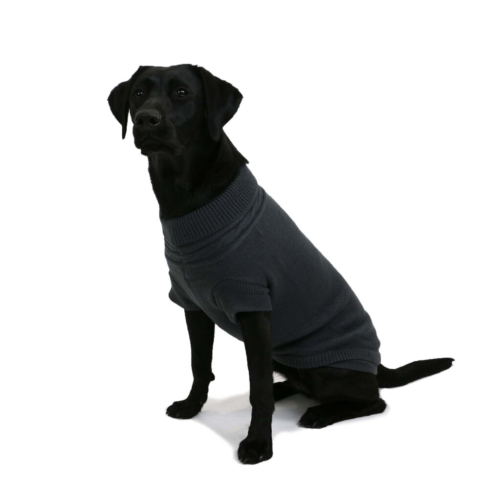 New Ancol Charcoal Cable Knit Dog Jumper - Extra Warm & Cosy Woollen Grey