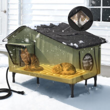 PETEMPO Heated Cat House Outdoor, Waterproof Large Insulated Winter Ca