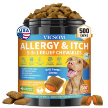 Dog Anti-itch Chews for Dogs Itching Skin, Crunchy Krill Center Dog Al