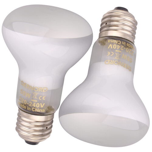 DERNORD Reptile Heat Lamp Light Bulb - 50W Basking Spot Light 2 Pack E